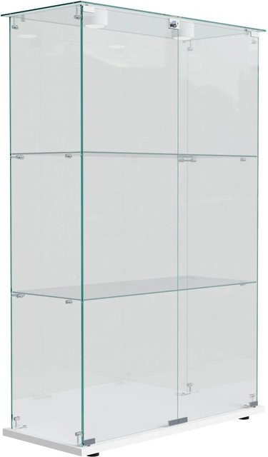 PXloue Vitrinenschrank mit LED-Beleuchtung und Glastüren in Weiß, B/T/H: 78,5 x 35 x 123 cm - Bild 1