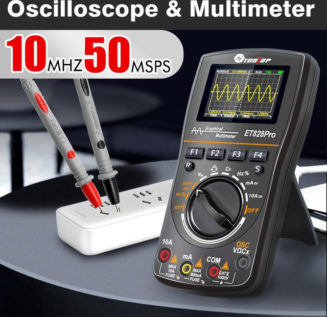 TOOLTOP ET828Pro Handheld Digital Oszilloskop 10 MHz mit 50 Msps und True RMS Multimeter in Schwarz - Bild 1