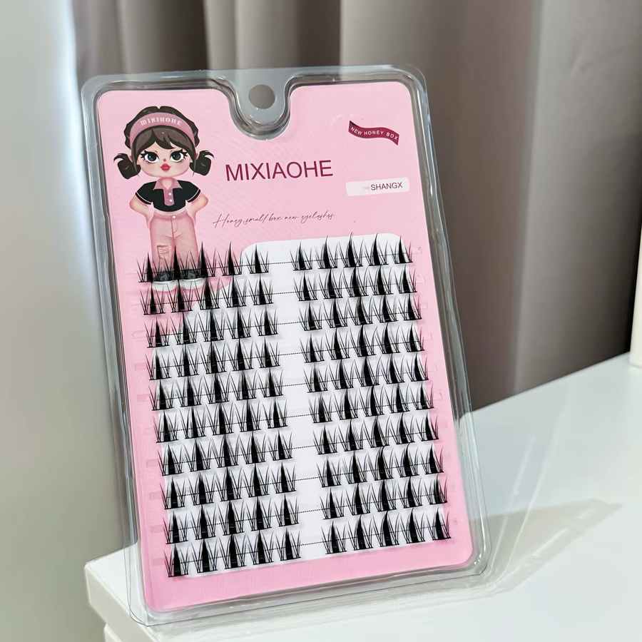 Mixiaohe Manga Angel Wimpern, 100 Bündel, 10-13mm, Schwarz - Bild 4