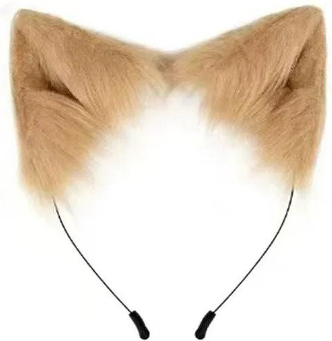 YIRAN Fluffyanime Tierfell Fuchsschwanz Katzenpfoten Handschuhe und Ohren Kopfbedeckung Gesichtsmaske Cosplay Kostüm Set, beige - Bild 1