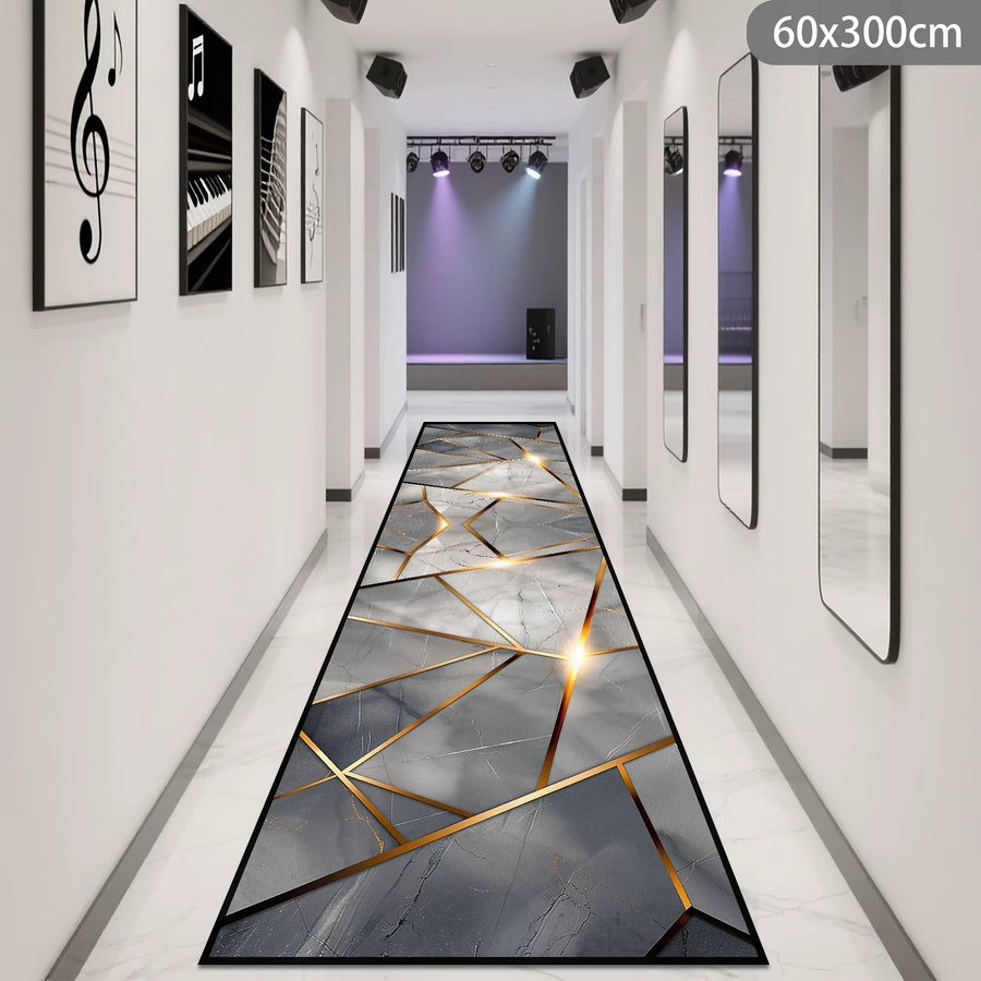VIKAMA Geometrischer Läufer in Marmor-Optik, rutschfest, Grau/Mehrfarbig, Rechteckig - Bild 4
