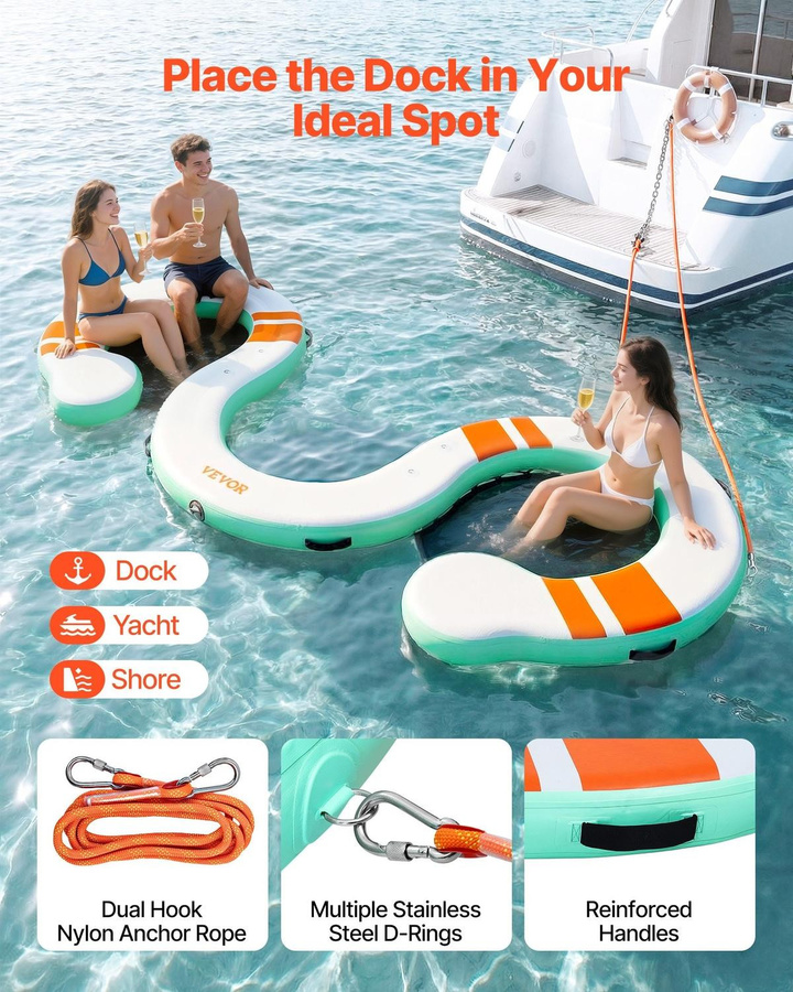 Buying Solutions MB Aufblasbarer schwimmender Steg mit Leiter und Tragetasche, B/L: 4,57 x 1,83 m, Mehrfarbig - Bild 3