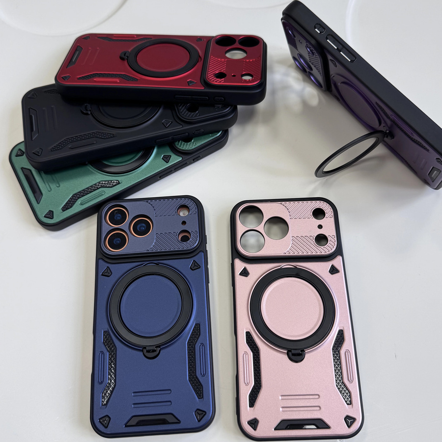 Rüstung stoßfeste Handyhülle mit rotierendem magnetischem Ring für Apple iPhone kompatibel mit MagSafe in Rot und Schwarz - Bild 6