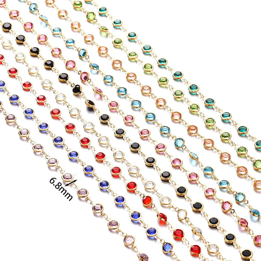 Glasperlenkette, 6 mm, bunt, 1 Meter, Gold, Unisex - Bild 2