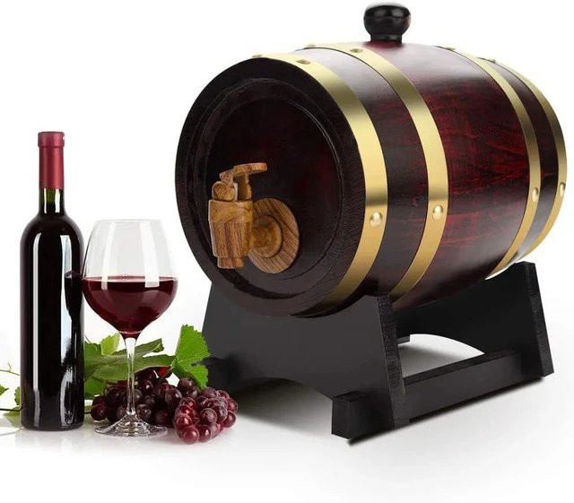 Untior Holzfass Vintage aus Eiche zur Aufbewahrung von Wein, Bier oder Whisky, Braun, 1 l / 1,5 l / 3 l - Bild 1