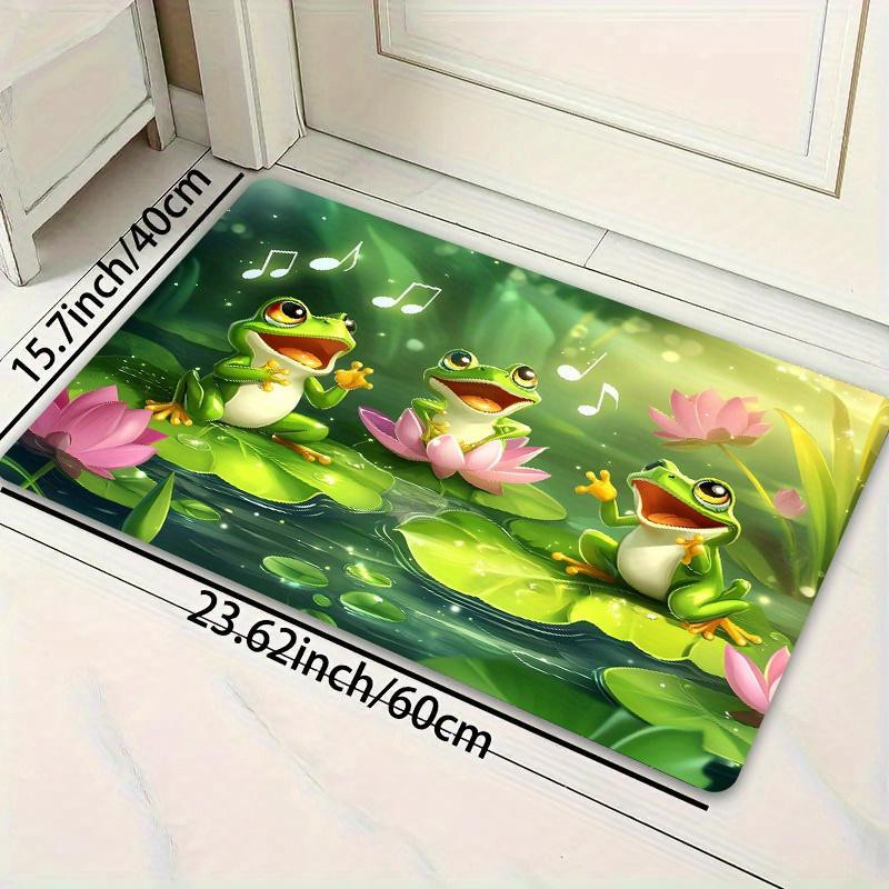 YglEleven Cartoon Fußmatte Frösche, rutschfester Polyester Teppich für Wohnzimmer, Schlafzimmer, Badezimmer und Küche, B/B: 40 x 60 cm, Mehrfarbig - Bild 2
