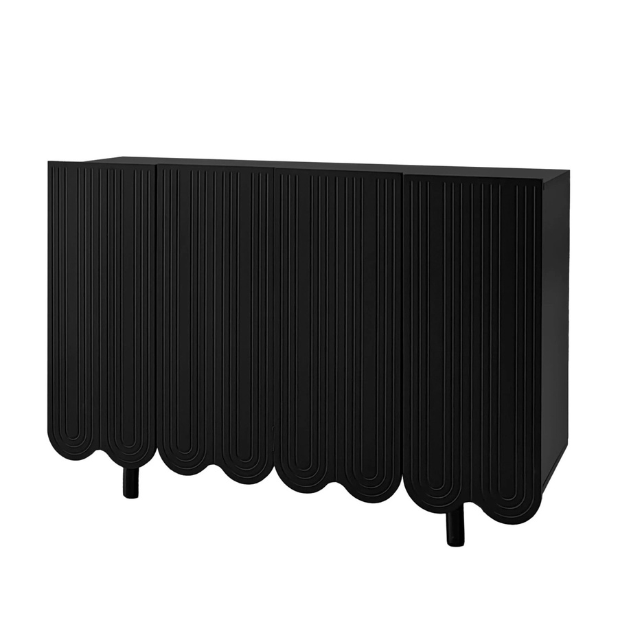 okwish Sideboard Modern mit tropfenförmigen Türen in Schwarz, B/T/H: 120 x 37 x 80 cm - Bild 2