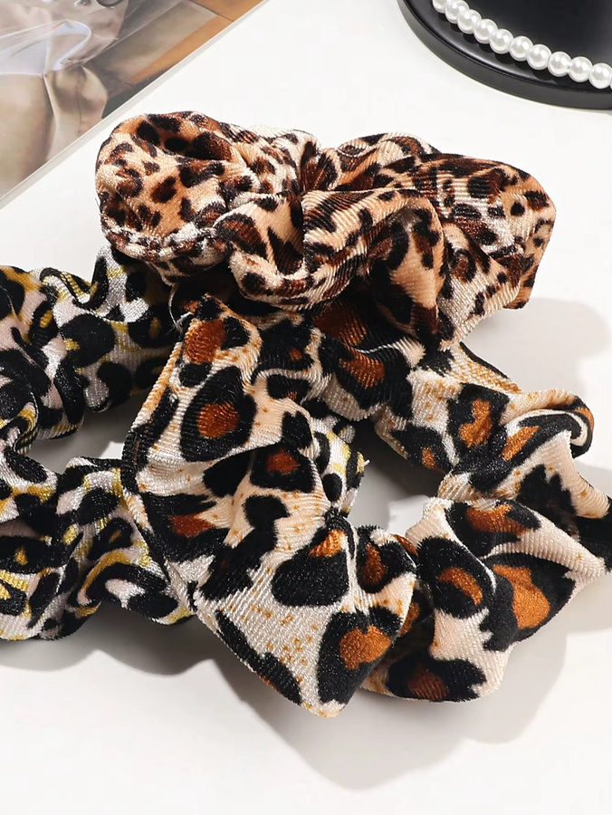 Haargummis Leopard Samt und Seide Satin, Damen - Bild 2
