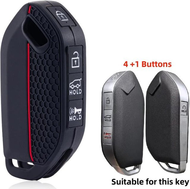 Silikon Schlüsseletui in Schwarz für Kia EV9 EV5 K3 K5 Carnival Picanto GT Line Sorento MQ4 KA4 2024 2025 als Keyless Fernbedienung Hülle und Schlüsselhalter Abdeckung - Bild 1