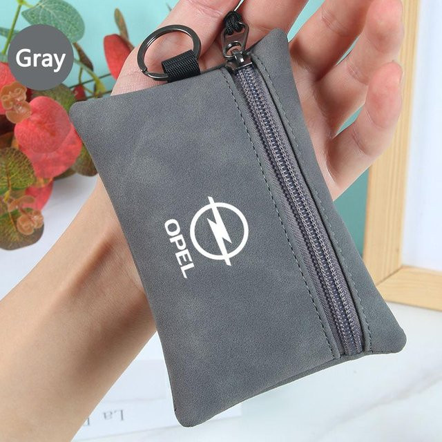 Leder Autoschlüssel Hülle und Geldbörse als Aufbewahrungstasche für Opel Astra Insignia Vivaro Corsa Mokka Zafira Vectra OPC Meriva in Grau - Bild 1