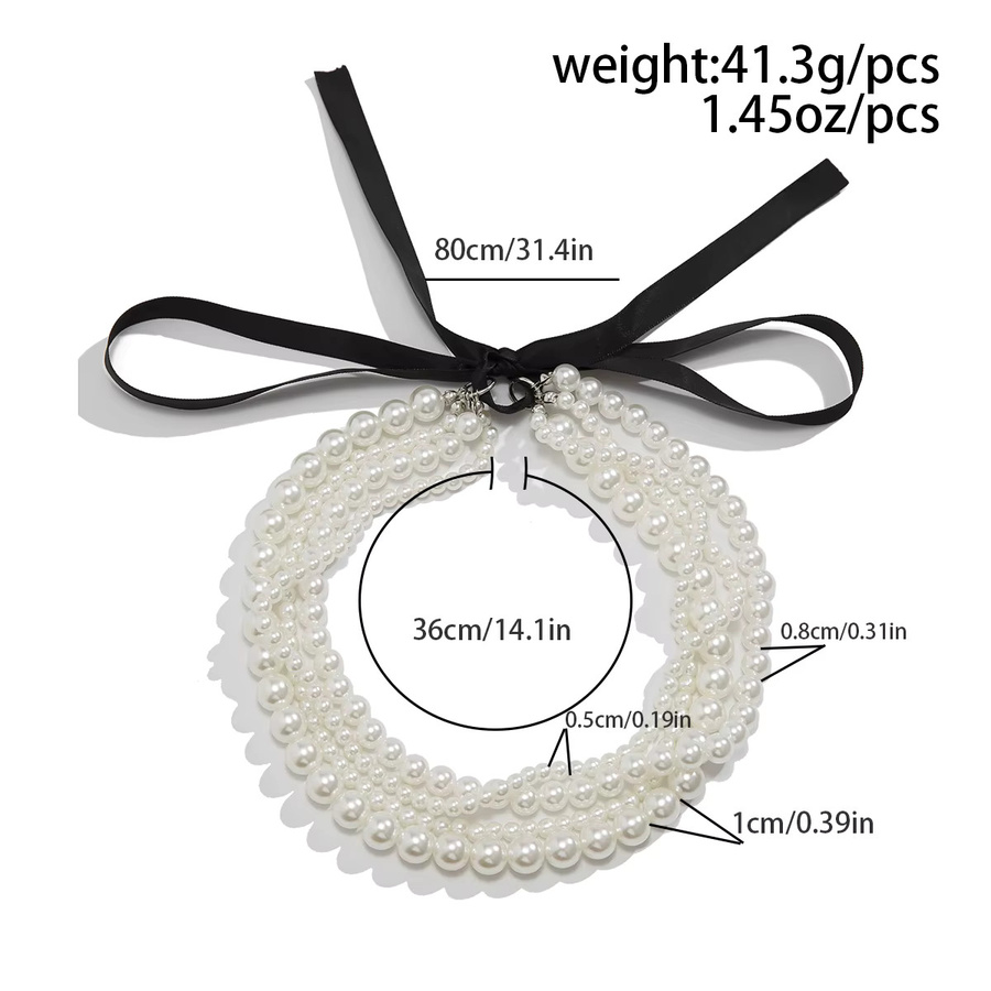 Ingemark Halskette Multilayer Imitation Perle, Schwarz, Damen - Bild 2