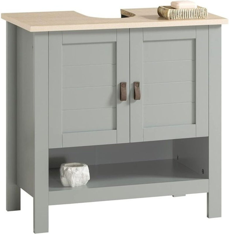 SoBuy Waschbeckenunterschrank Badschrank mit 2 Türen und 1 Fach in Grau, B/T/H: 60 x 60 x 30 cm - Bild 2