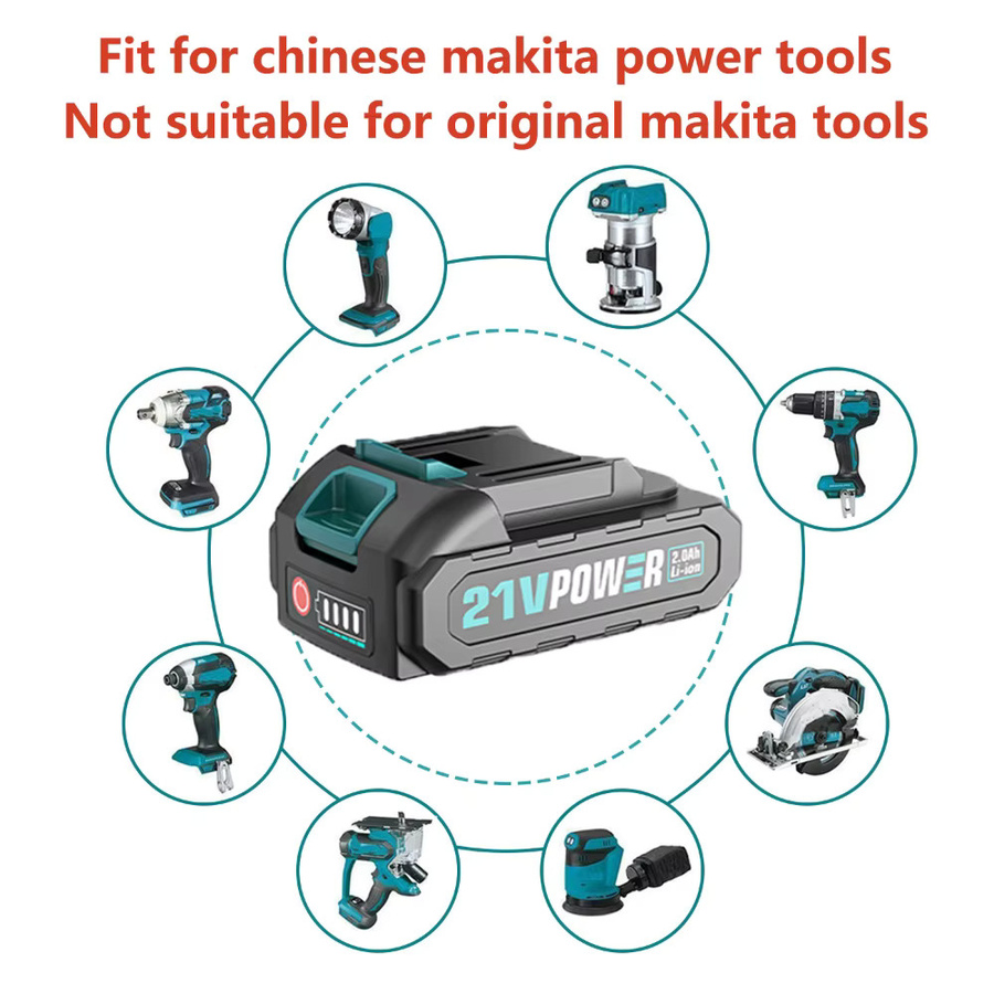 Wiederaufladbarer Lithium-Ionen-Akku mit Kapazitätsanzeige für Makita 18 V 20 V 21 V Elektrowerkzeuge in Schwarz - Bild 2