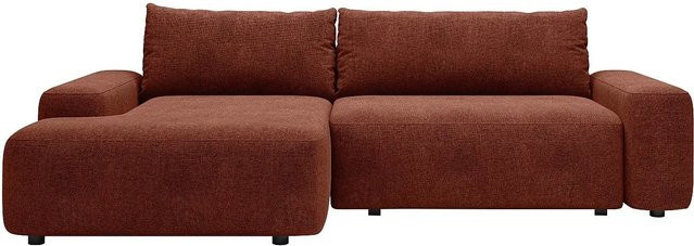 Vente-unique Schlafsofa Daviso L-Form in Terracotta mit Polsterung und Schlaffunktion - Bild 1