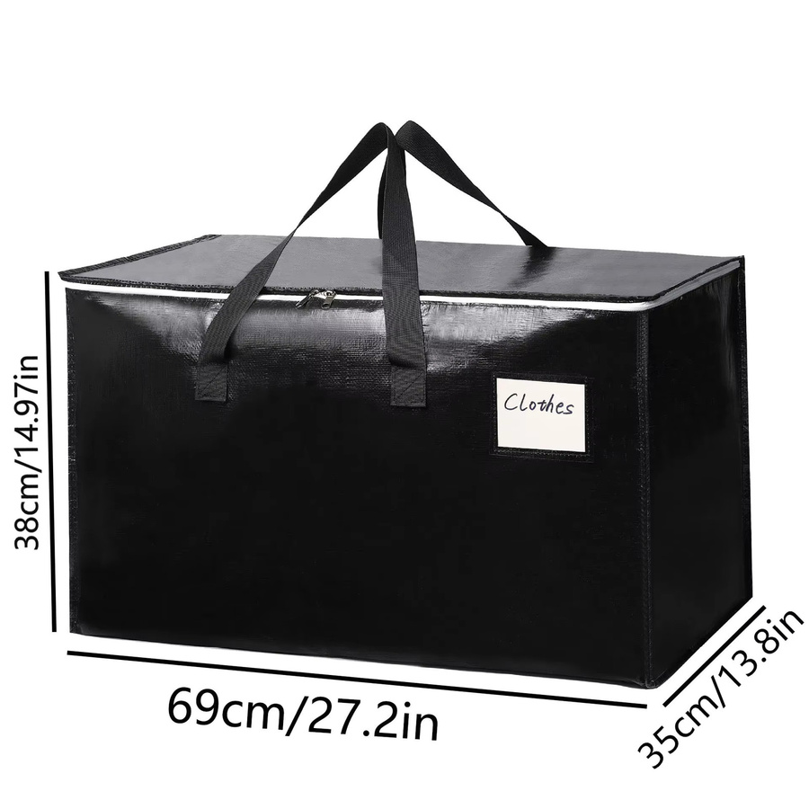Wasserdichte transparente Umzugstaschen mit robusten Griffen und Etikettenhalter, Schwarz, B: 69 cm, H: 38 cm - Bild 5