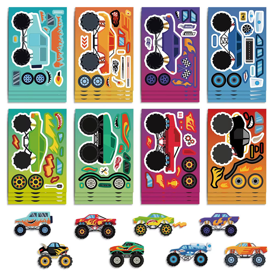 Monster-Truck-Gesichter DIY-Puzzle-Aufkleber, 8/16/24 Stück Set - Bild 2