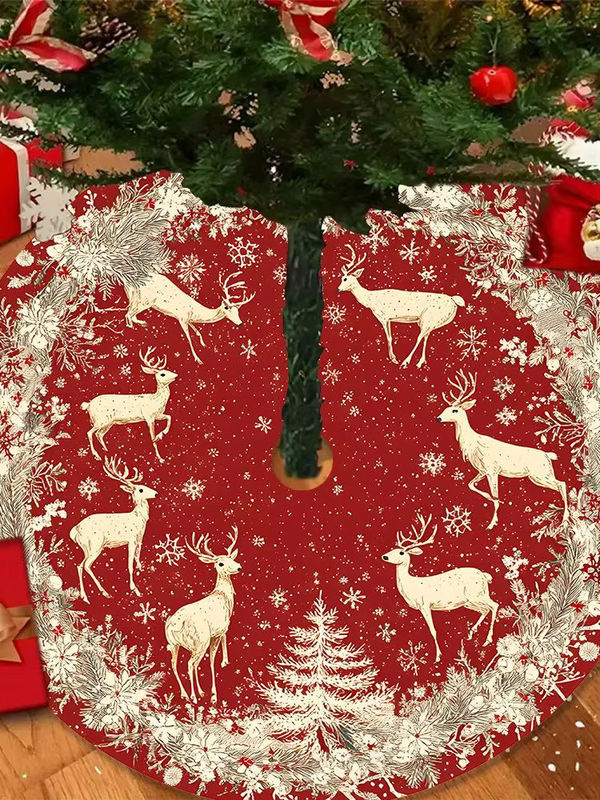 VIKAMA Weihnachtsbaum Rock mit Elch und Schneeflocken für deine Winter- und Weihnachtsdekoration - Bild 7