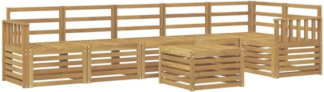 vidaXL Outdoor-Sofagarnitur aus Akazienholz in Weiß, 7-teiliges L-Shape Set mit Tisch und Sitzmodulen, B/T/H: 59 x 59 x 37 cm - Bild 1