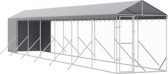vidaXL Outdoor-Hundezwinger mit Dach aus verzinktem Stahl in Silber B: 28 m, H: 2,5 m, T: 14 m - Bild 1