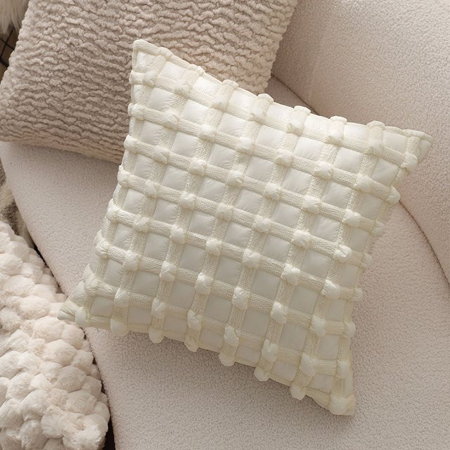 Dekorativer Quilten Kissenbezug von CANIRICA in Creme für dein Sofa und Wohnzimmer, B/B/H: 45 x 45 cm - Bild 1