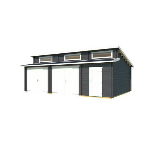 Blockgarage Lasita Maja Hawaii in Grau mit Schwingtoren, Außenmaß B: 820 cm, T: 579,6 cm - Bild 2
