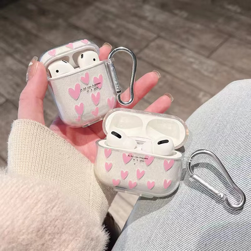 Rosa Liebesring Kopfhörerhülle für Apple AirPods Pro 2nd Generation aus weichem, mattem TPU inklusive Schlüsselanhänger - Bild 2