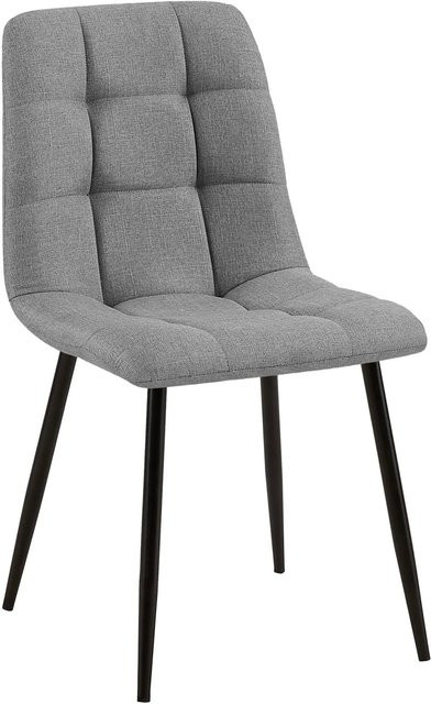 DELUKE Esszimmerstuhl FIGAD in Grau mit Steppmuster und Metallgestell, B/T/H: 45 x 55 x 84 cm - Bild 1