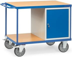 Fetra Tischwagen 2432 aus Stahl mit TPE-Reifen in Grau und Blau, Tragkraft 600 kg, B/T/H: 70 x 50 x 60 cm - Bild 1