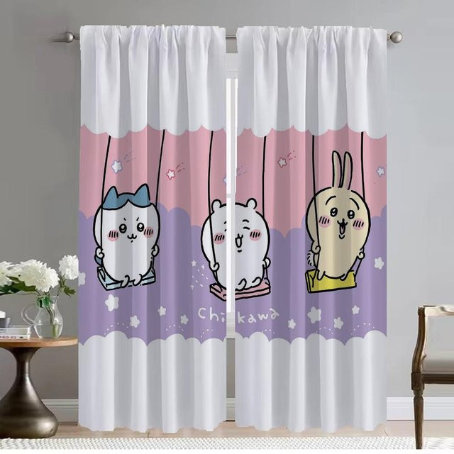Chiikawaes Halloween Raumteiler Vorhänge für dein Heiminterieur, 2 Stück, Mehrfarbig, Breite: 50 cm, Höhe: 70 cm - Bild 1