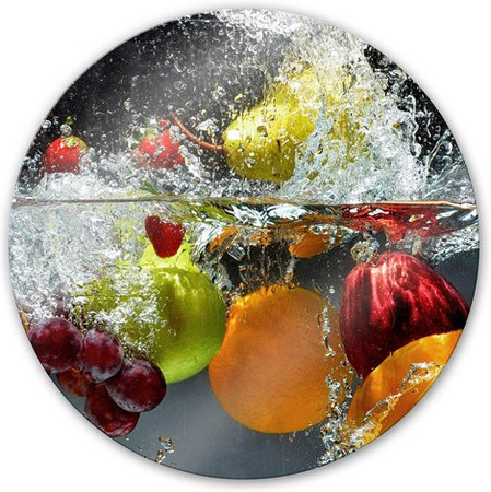 K&L Wall Art Glasbild rund mit Obst-Motiv, Durchmesser: 50 cm, Multicolor