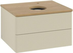 V&B Waschtischunterschrank Antao mit Frontstruktur in Eiche Honig und Grau lackiert, B/T/H: 60 x 50 x 36 cm - Bild 1
