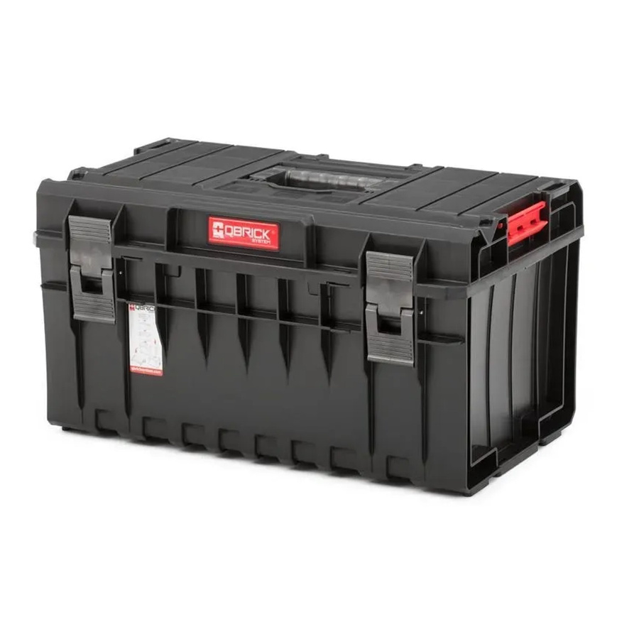 PROREGAL QBRICK Werkzeugkasten Schwarz mit Deckel und Frontgriff, H x B x T: 38,5 x 58,5 x 32 cm, 38 Liter Volumen, Traglast bis zu 120 kg, stapelbar - Bild 2