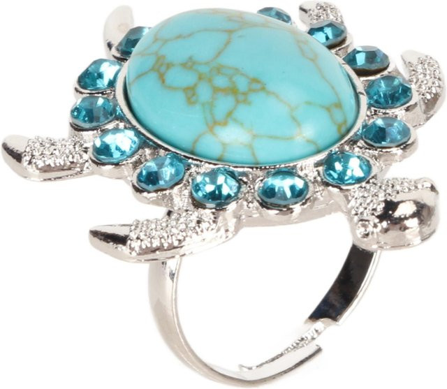 Neoglint Ring Schildkrötenförmig, Türkisfarben, Strass, Messing, Damen - Bild 1