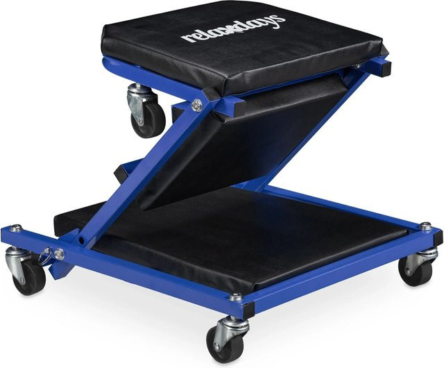 Relaxdays Montagerollbrett aus Stahl in Schwarz-Blau, 2 in 1 drehbar, B/T/H: 91 x 41 x 12 cm - Bild 1