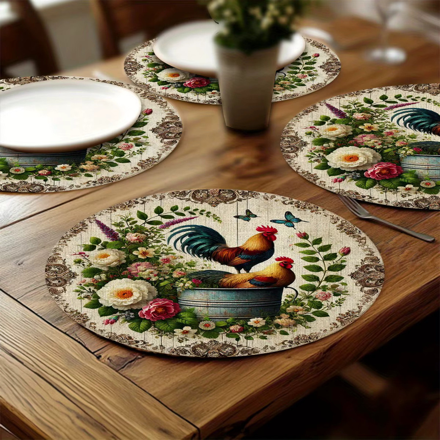 VIKAMA 4-teiliges Tischset-Set mit Blumenmuster im Landhausstil - Bild 4