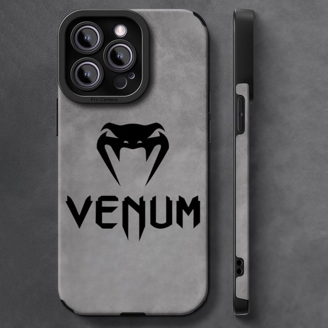 V-Venum Stoßfeste Leder-Lammfell-Handyhülle für iPhone 17 16 Pro Max 15 14 13 Max in Grau - Bild 1