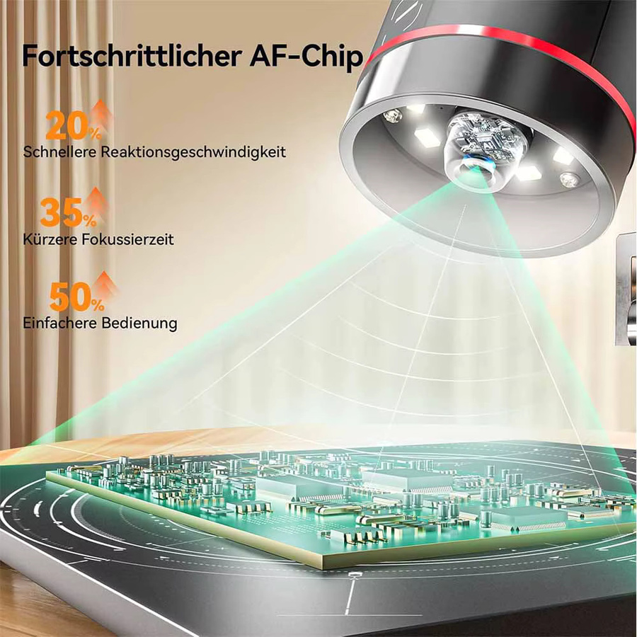 Elikliv EM3K-AF Digitalmikroskop 3K mit 10,1 Zoll Autofokus und HDMI-Anschluss für Elektronik-Reparatur in Schwarz inklusive 10-Zoll-Ständer - Bild 4