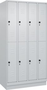 C+P Doppelstock-Spind Classic PLUS mit Sockel, 4 Abteile, Lichtgrau, H x B x T: 195 x 100 x 50 cm - Bild 1