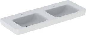 Geberit Renova Plan Doppelwaschtisch aus Keramik in Weiß B/T: 130 x 48 cm