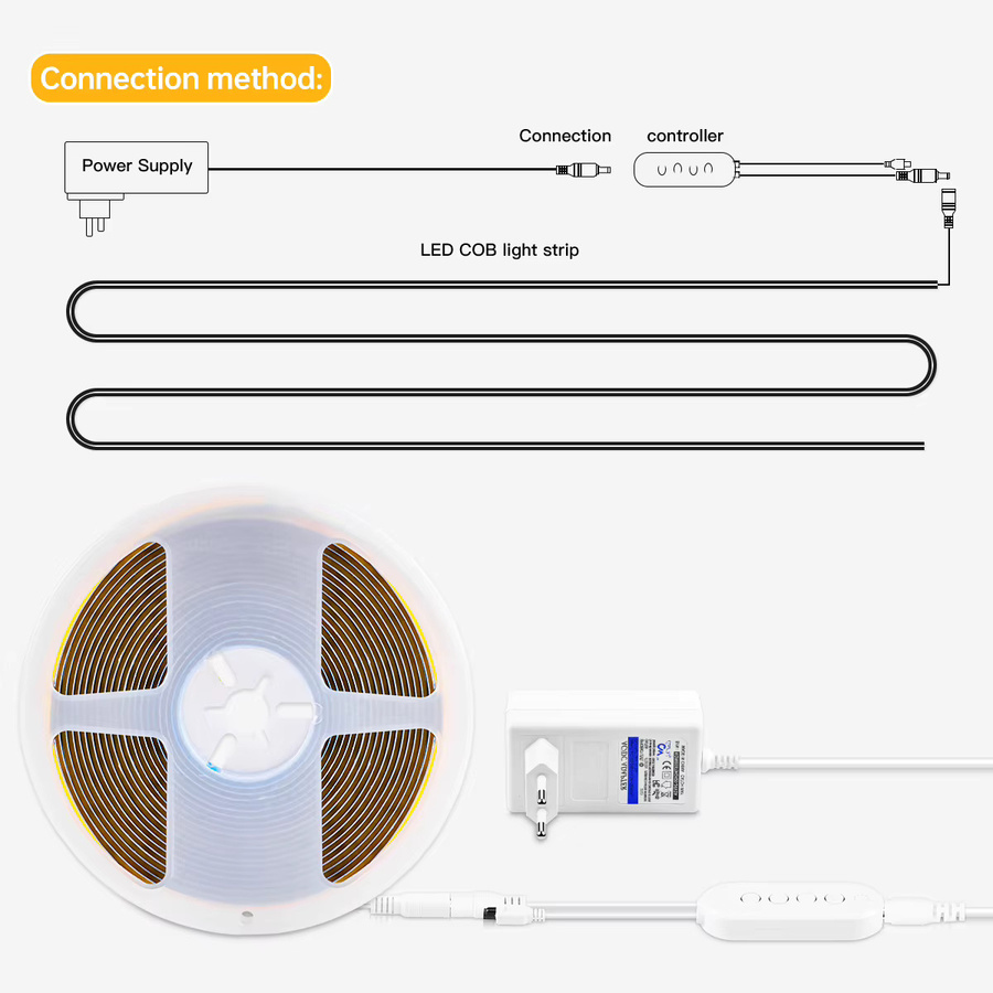 Gyarfas COB-LED-Lichtband RGB Multicolour mit Bluetooth APP-Steuerung und RF-Fernbedienung, dimmbar, 24 V, 2 m Länge, ideal für Küche, Treppenhaus und Hintergrundbeleuchtung - Bild 3