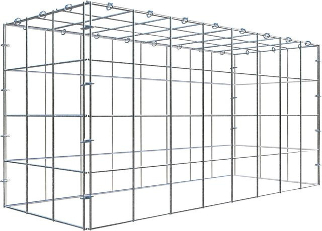 Gabiona C-Ring Anbaukorb Typ 3 in Silbergrau, Maschenweite 10 x 10 cm, B/T/H: 40 x 80 x 30 cm - Bild 1
