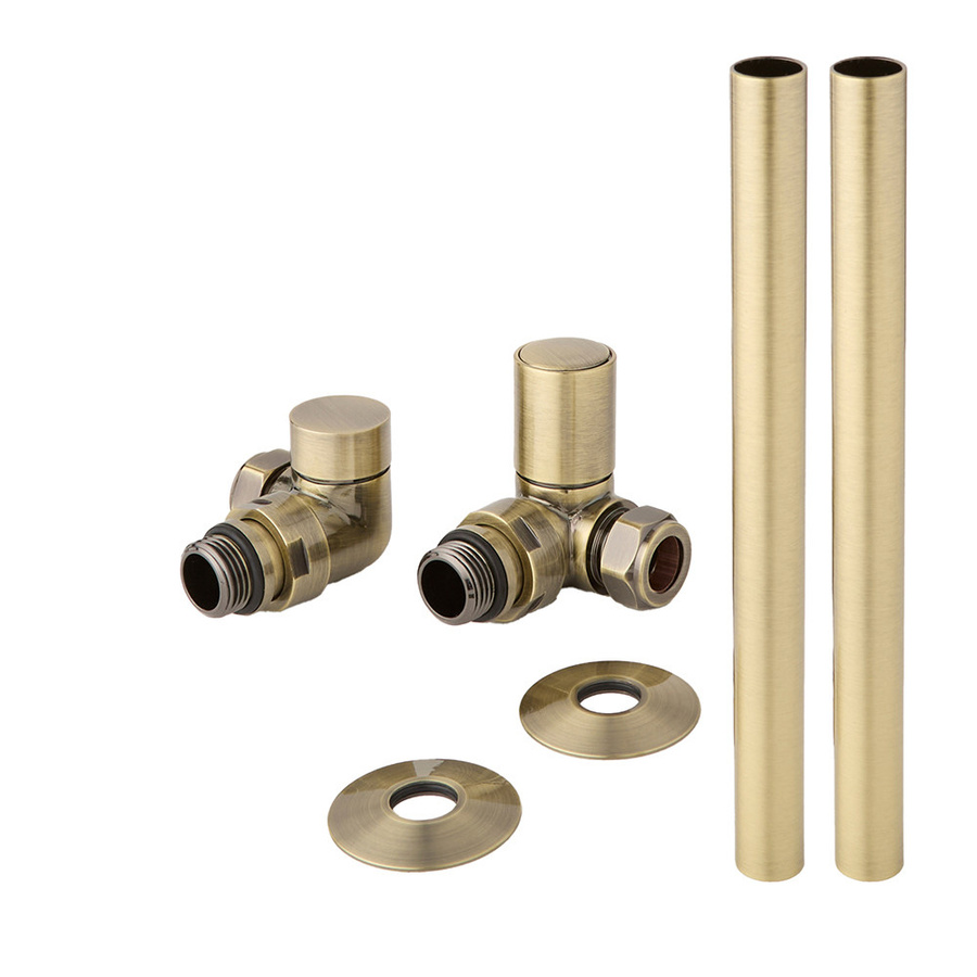 Hudson Reed Eckventilset mit Rohrverbindungen 15mm und 1/2 Zoll in gebürstetem Gold aus Messing - Bild 1