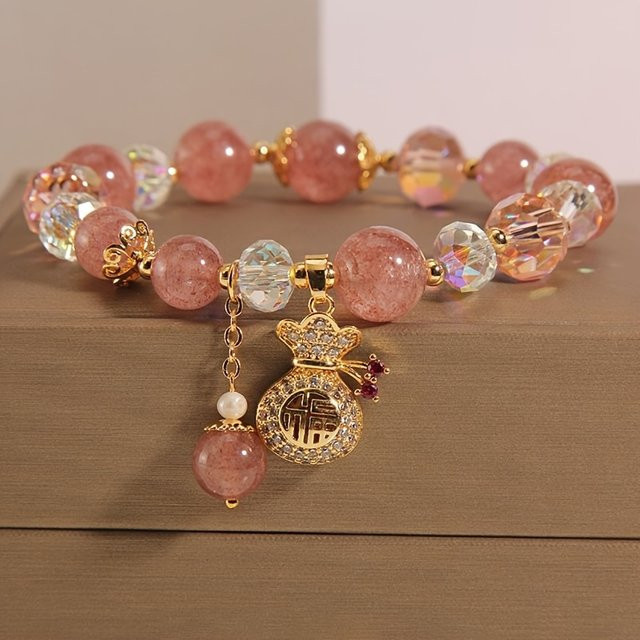 Rinhoo Armband, Rosa, Kristall, Perle, Messing, Unisex - Bild 1