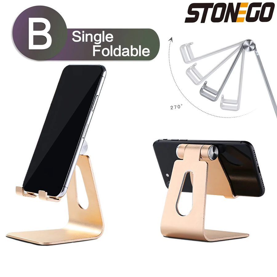 STONEGO Faltbarer Handyhalter aus Metall für Smartphone und Tablet in Gold - Bild 3