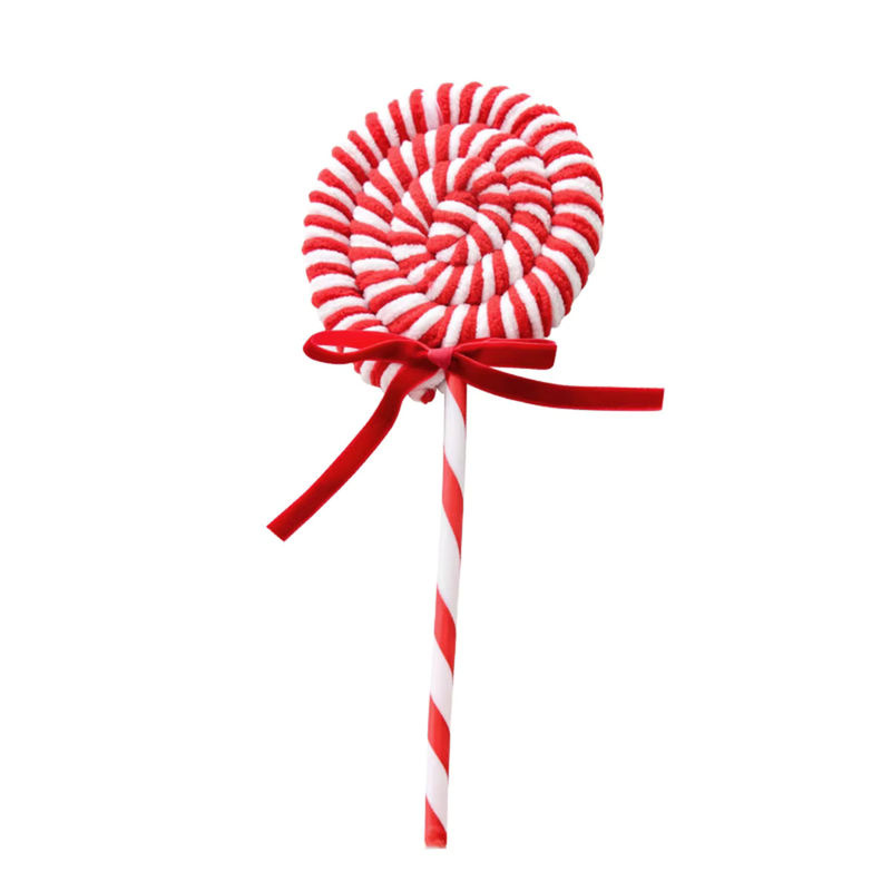 Weihnachtliche Hängeornamente aus Textil in Form von Zuckerstangen und Lutschern, rot-weiß gestreift, für deine Weihnachtsbaum-Dekoration - Bild 5