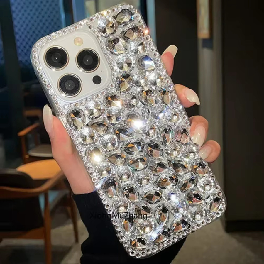 Sanrio Luxuriöse 3D-Diamant-Bling-Handyhülle mit Juwelen und Strass für iPhone, Farbe: Blau/Silber - Bild 2