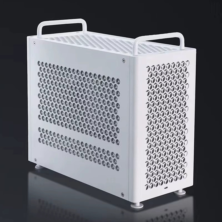 ZZZEW B2Pro Aluminium MATX Mid-Tower Computergehäuse mit Griff und Mesh-Design in Weiß oder Silber - Bild 3