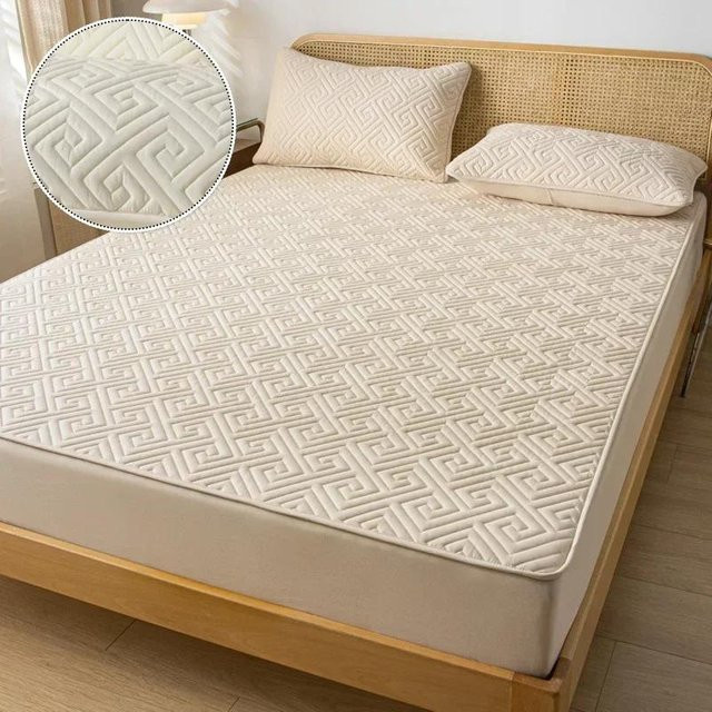 Wasserdichter und antibakterieller Matratzenschoner von Your Warm Home in Beige, atmungsaktives Spannbettlaken aus Mikrofaser, Höhe: 30 cm - Bild 1