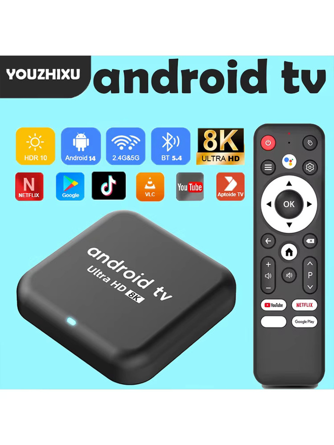 Smart TV Box Q18 Android 14 mit 8 GB RAM und 256 GB Speicher, Rockchip RK3518, 8K Video, Google Assistant und Bluetooth 5.4, Schwarz - Bild 7