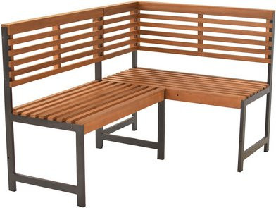 MERXX Eckbank aus Akazienholz und Aluminium in Grau und Braun, B/H/L: 140 x 91 x 100 cm - Bild 1